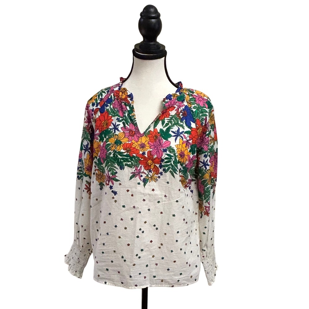 Talbots Petite Floral Print Blouse Small Spring Cottagecore Top‎ Women